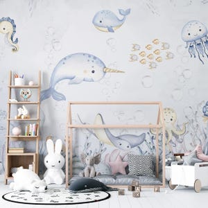 Whimsical Ocean Friends Underwater Wallpaper Mural-C34
