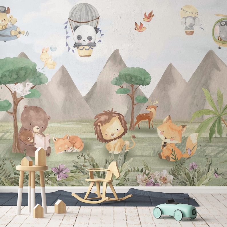 Buy Jungle Animals and Mountains Nature Wallpaper Muralc109 Online in