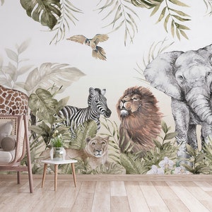 Children Room Watercolor Forest Animal Wall design | Wallpaper Mural | Peel and Stick | Amazing wallpaper | Peel and Stick Removable