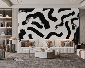 Kobe Black Brushstroke Abstract Wallpaper-AW23