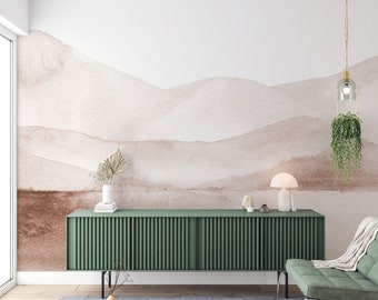 Minimalist Watercolor Mountain Wallpaper: Elegant Nature Wall Decor