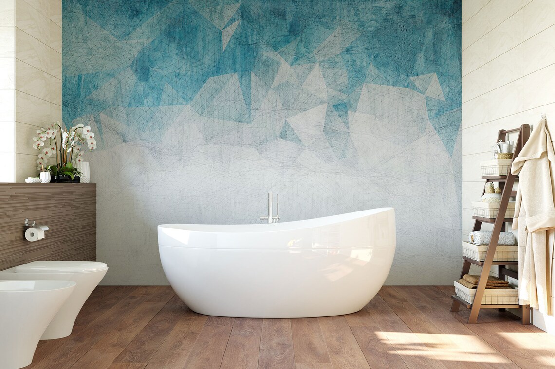 Ombre Wallpaper Mural Blue Peel and Stick for Bathroom - Etsy