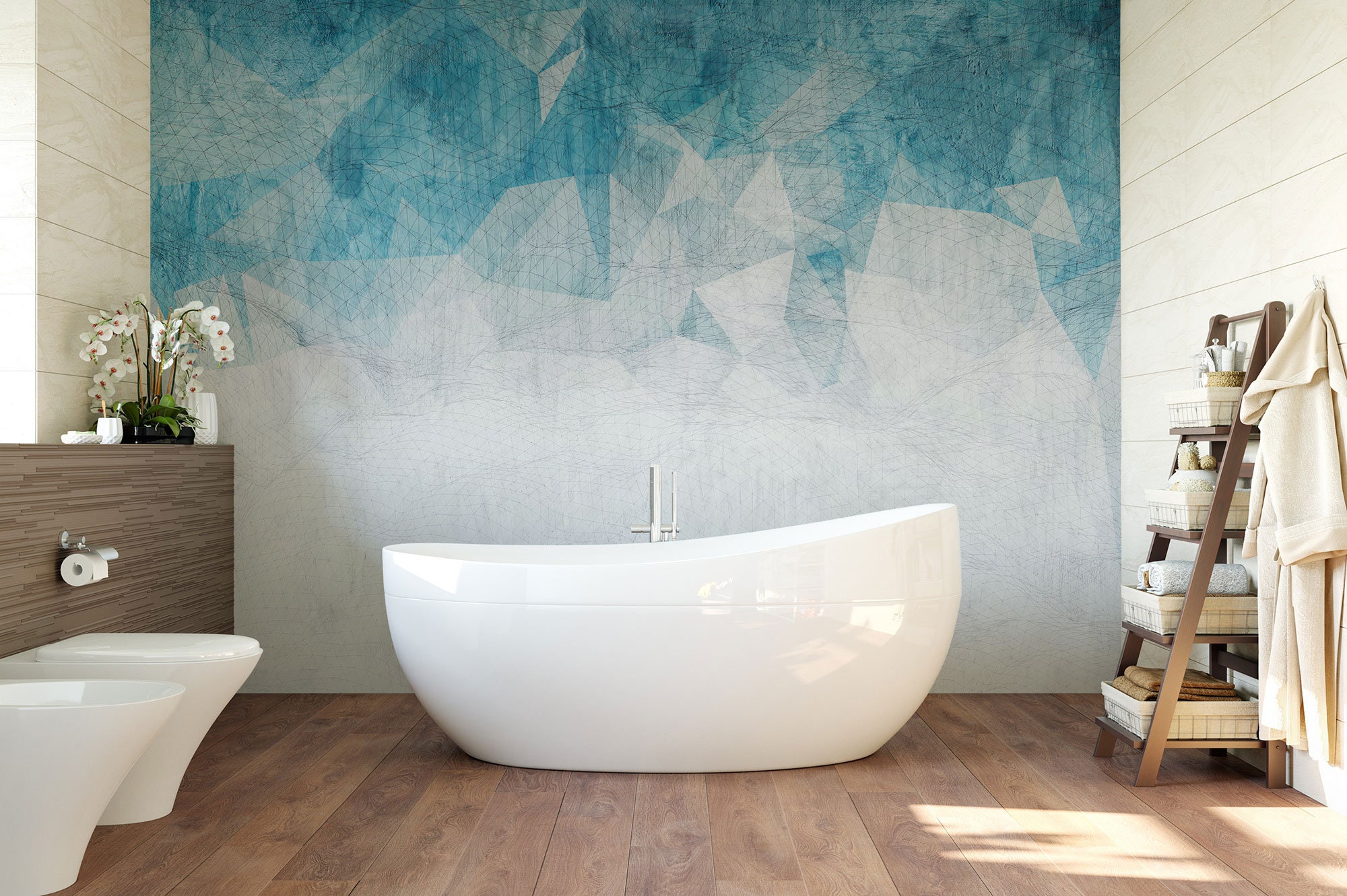 Ombre Wallpaper Mural Blue Peel and Stick for Bathroom Etsy