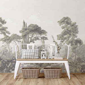 Foggy Jungle Landscape Wall Mural | Enchanting Forest Wallpaper | Peel and Stick Wallpaper B512