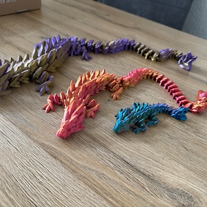 Beweglicher Edelsteindrachen 3D-Druck Articulated Dragon Geschenk Drachenfans Tabletop Zubehör RGB Farbwechsel Deko versch. Längen Drache Bild 5