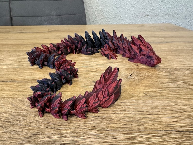 Beweglicher Edelsteindrachen 3D-Druck Articulated Dragon Geschenk Drachenfans Tabletop Zubehör RGB Farbwechsel Deko versch. Längen Drache Bild 4