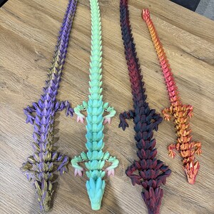 Beweglicher Edelsteindrachen 3D-Druck Articulated Dragon Geschenk Drachenfans Tabletop Zubehör RGB Farbwechsel Deko versch. Längen Drache Bild 2