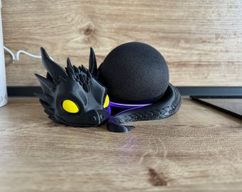 Baby Drachenständer für Alexa Echo Dot 3D-Druck Dragon Geschenk Drachenfans Alexa Zubehör RGB Farbwechsel Deko Drache mit Augen