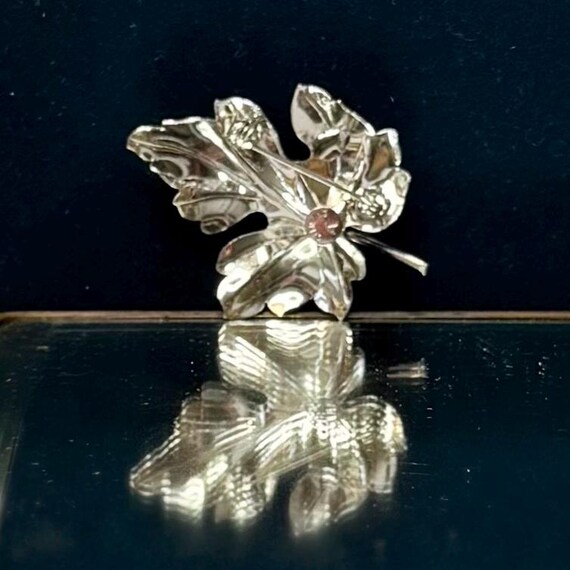 Vintage sterling silver leaf brooch marked AE View 2