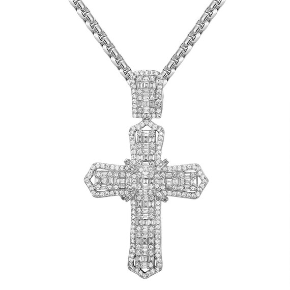 Custom Sterling Silver Holy Religious Ribbon Cross Baguette - Etsy