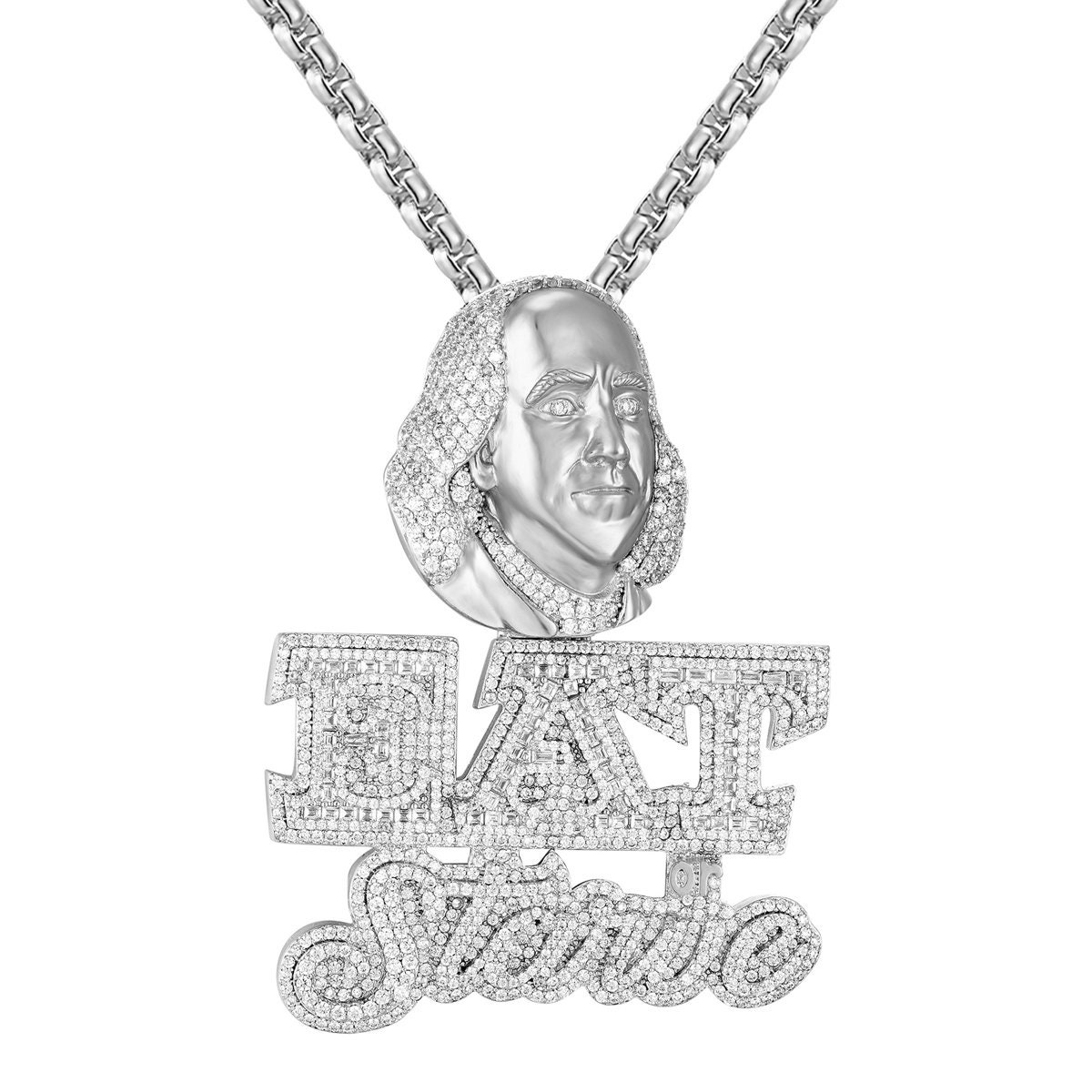 Sterling Silver Mens Stack or Starve Money Dollar Bag Icy Custom