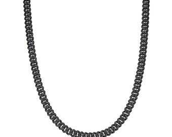 925 Silver 8mm Black Moissanite Miami Cuban 22 Inch Mens Necklace