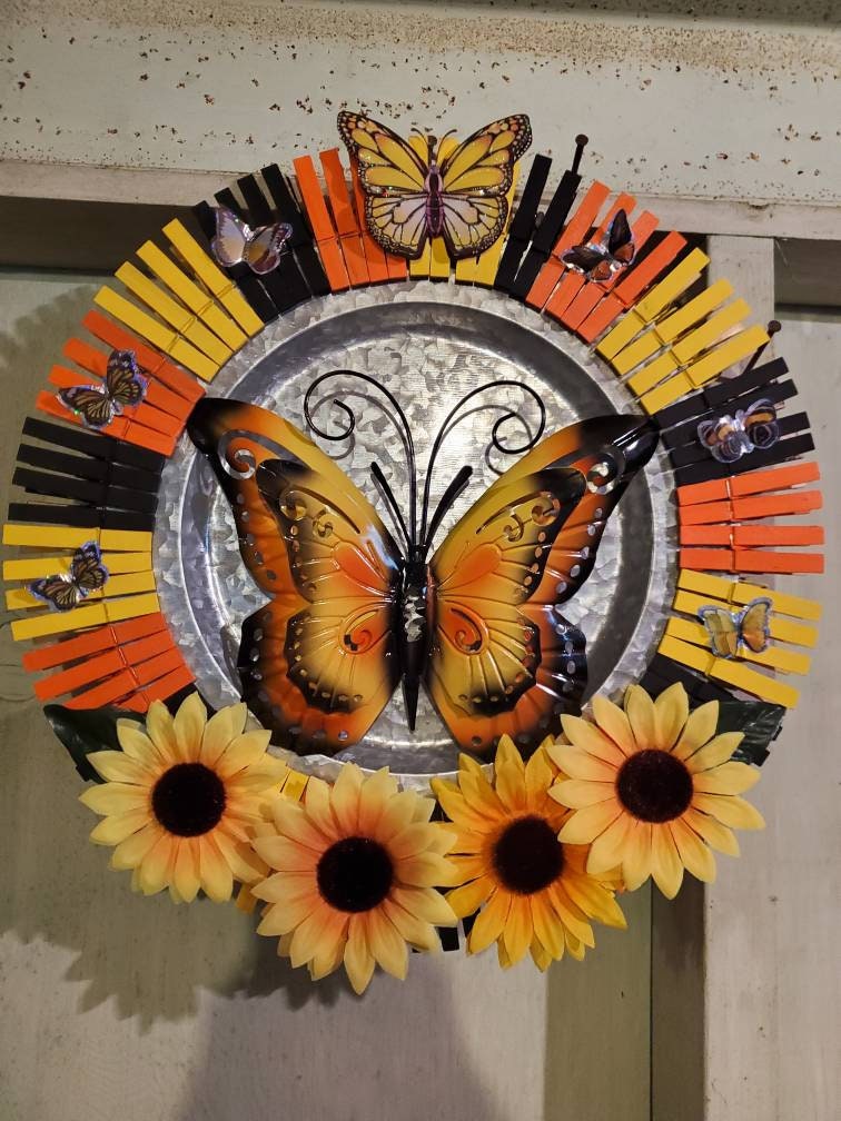 Butterfly Sunflower Wreath Etsy