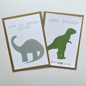Simplistic personalised A5 dinosaur card | children&#39;s birthday card | dinosaur greeting card | birthday card