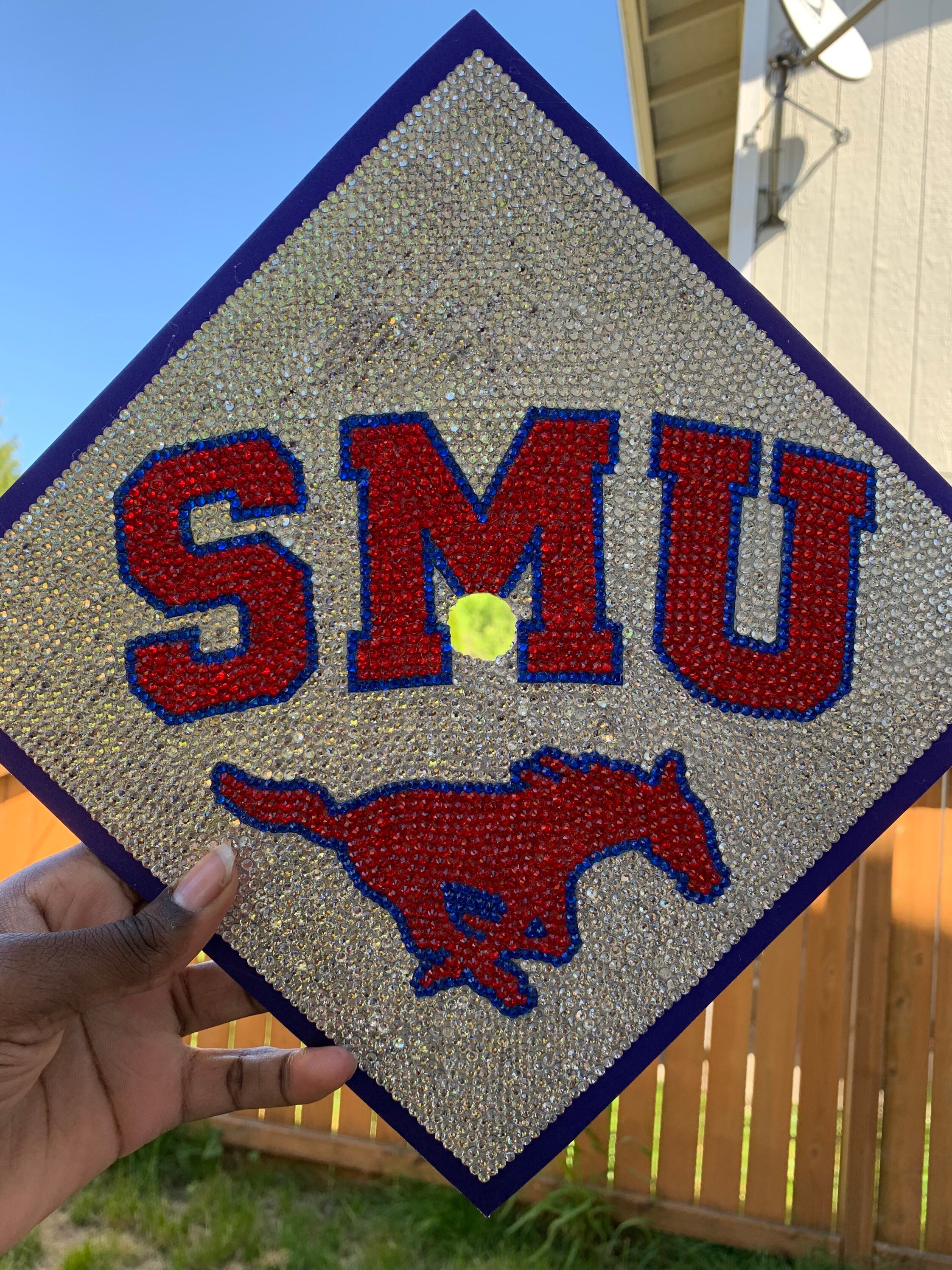 Rhinestone SMU Graduation Cap Topper Etsy