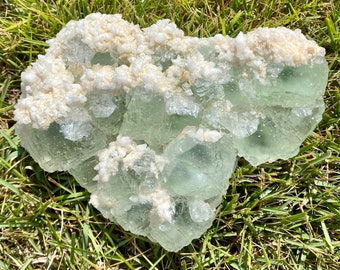 Beautiful Green Fluorite, with Calcite, Cubic Fluorite, Home Decor, Statement Piece