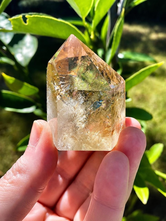 Citrine Tower, Natural Brazilian Quartz Point, 82g Polished Golden
