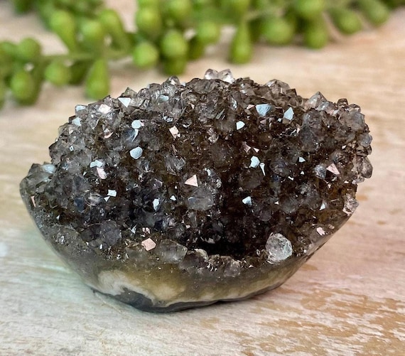 Amethyst Cluster, Uruguayan Black-Brown Raw Agate Specimen, Healing Crystal
