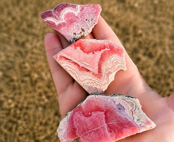 Natural Rhodochrosite Slab | Pink Banded Crystal Specimen (Argentina)