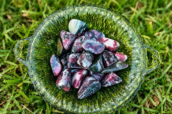 Eudialyte Stone, Natural Tumbled Pink Red Mineral from Sweden