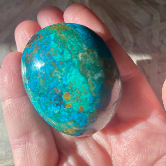 Beautiful Chrysocolla Palmstone from Peru