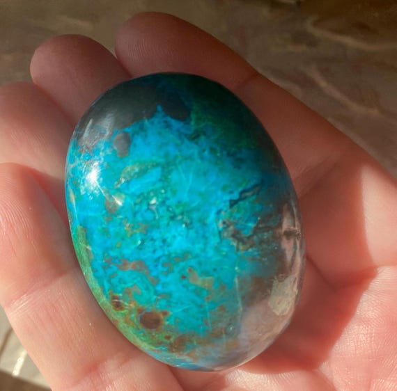 Beautiful Chrysocolla Palmstone from Peru