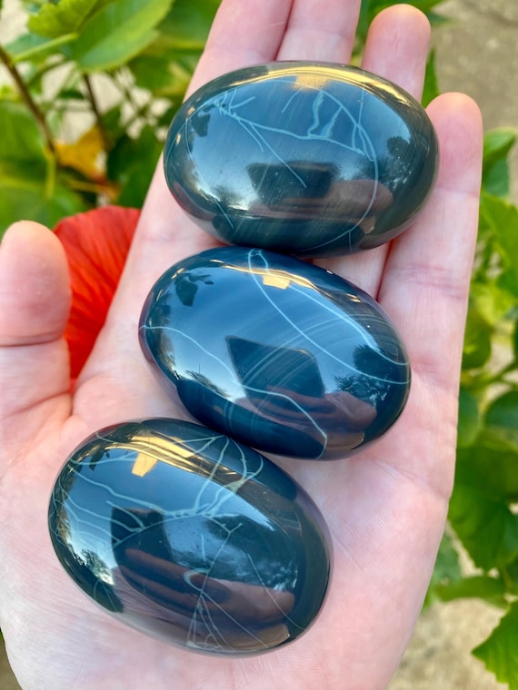 Spiderweb Obsidian From Mexico, Spiderweb Obsidian Palm Stones, Spiderweb Obsidian, Obsidian Palm Stones, Natural Spiderweb Obsidian