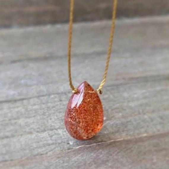 Sunstone Teardrop Necklace