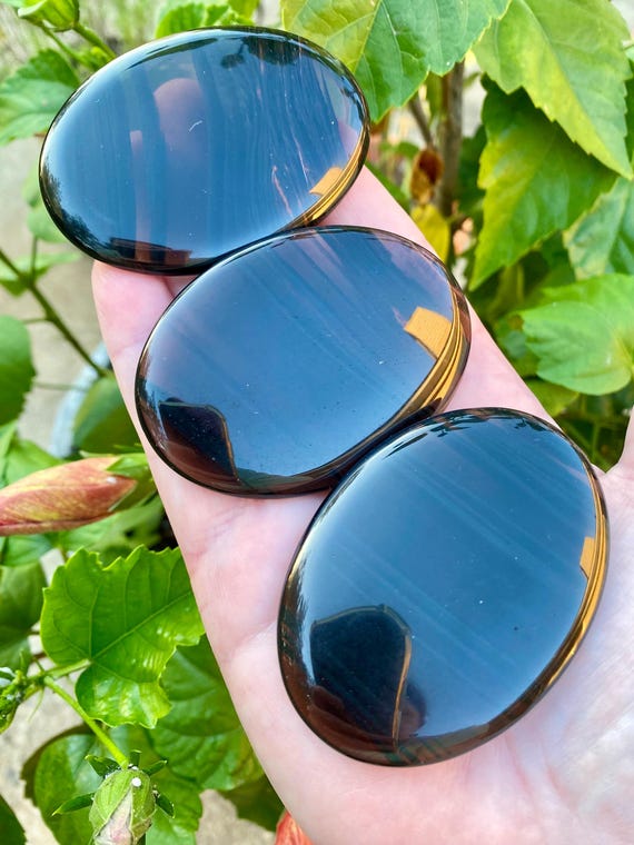 Beautiful Midnight Lace Obsidian Palmstone