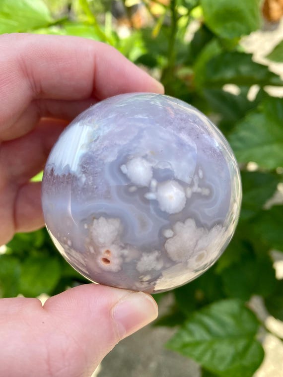 Black Flower Agate Sphere