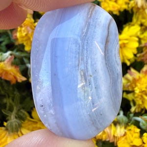 Blue Lace Agate Crystal  Mini Palm Stone