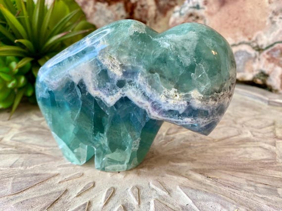 Gorgeous Masterfully Hand Carved Fluorite Buffalo, from Durango Mexico