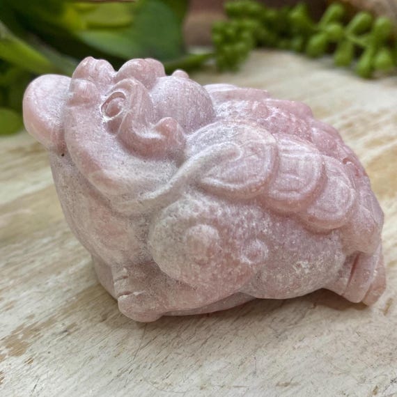 Masterfully Carved Pink Opal Money Toad No. 2