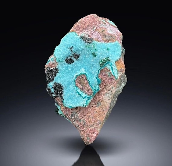 Mineral Specimen, Chrysocolla Quartz Drusy 8.1 cm Display
