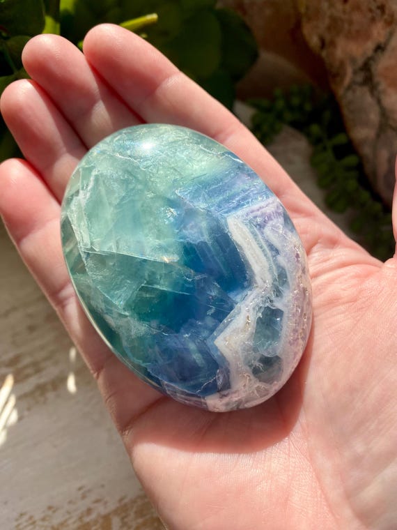 Stunning Durango Fluorite Palmstone No. 2