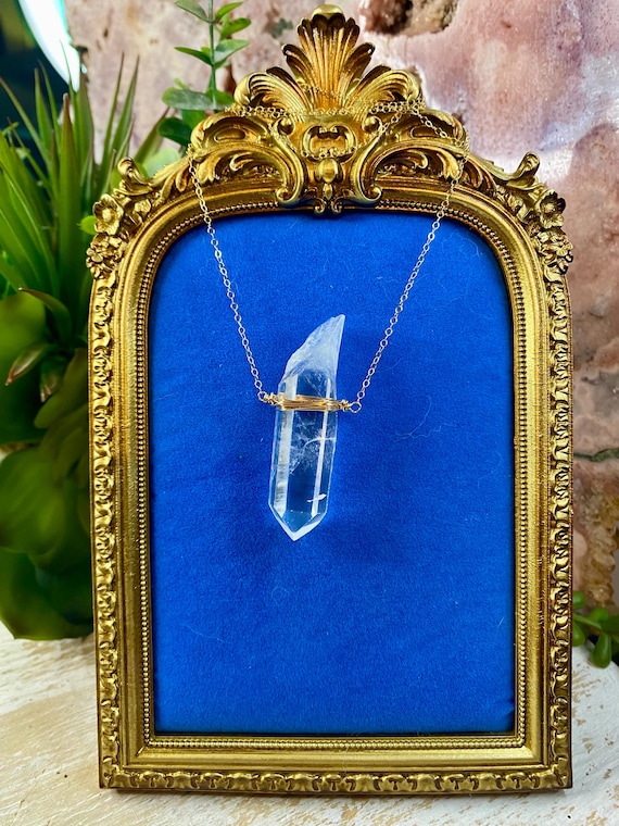 Beautiful Natural Handmade Wire Wrapped Lemurian Quartz Necklace