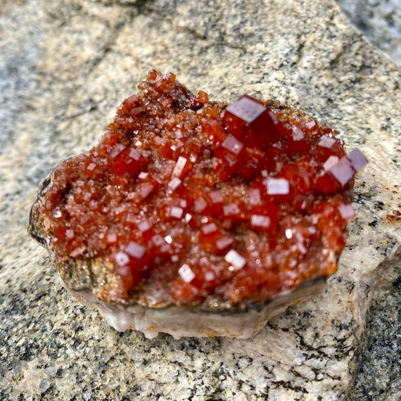 Beautiful White Barite with Red Vanadinite, from Morocco