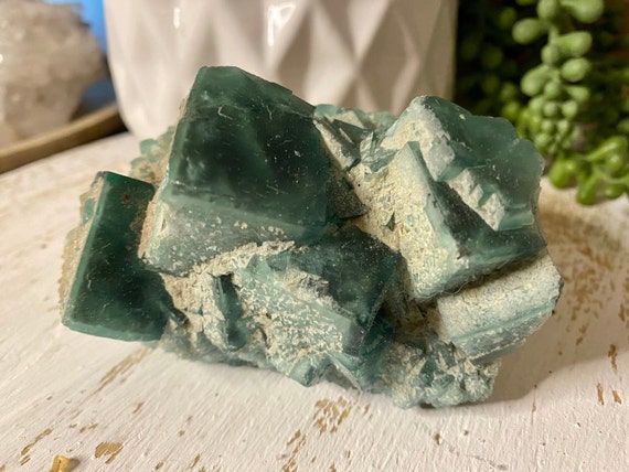 Natural Blue Green Cubic Fluorite, Fluorite, Cubic Fluorite, Fluorite Crystal