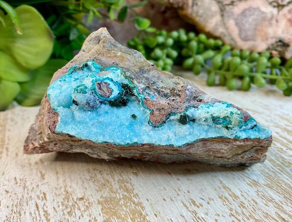 Specimens: Chrysocolla Quartz And Malachite Mineral Display, Natural