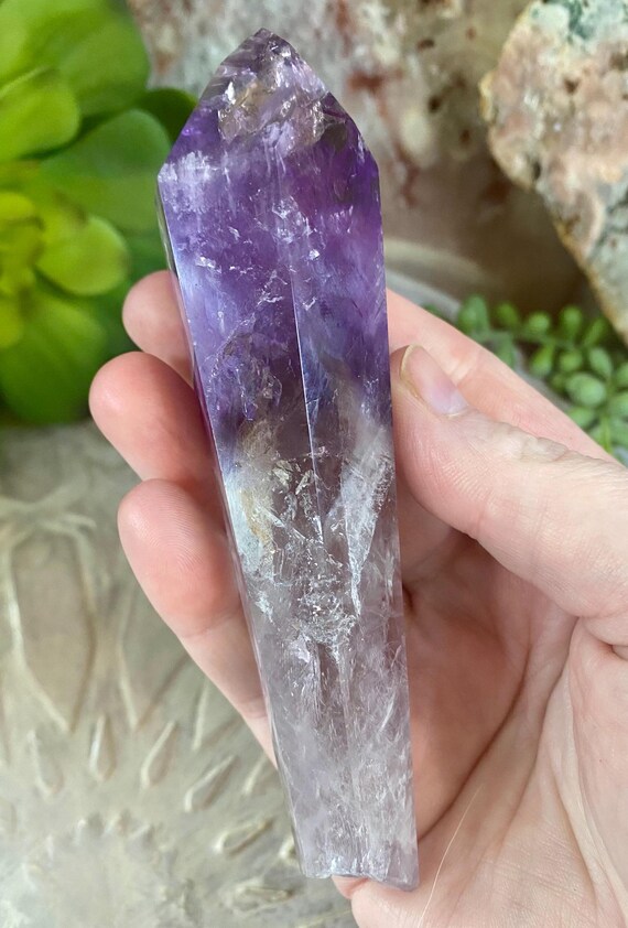 High-Grade Polished Amethyst Vogel, Amethyst Wand, Amazing Rainbows