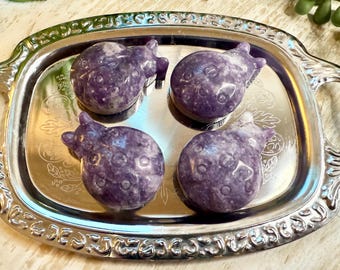 Lepidolite Ladybug Carving – Natural Crystal Good Luck Stone