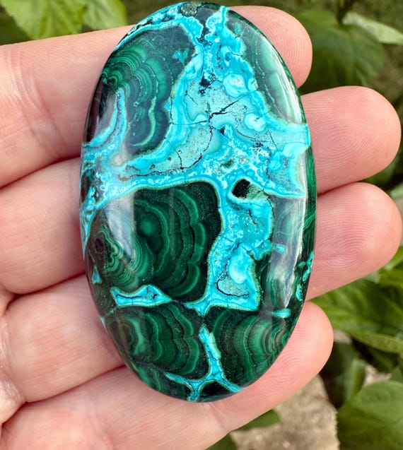 Malachite with Chrysocolla Palmstones / Polished Malachite and Chrysocolla Crystal / Vibrant High Grade Malachite and Chrysocolla Specimen