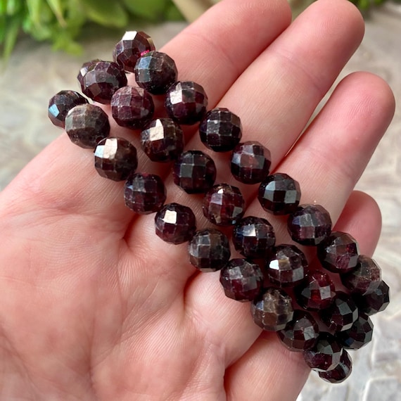 Beautiful Garnet 8mm Faceted Gemstone Bracelet, Crystal Bracelet, Crystal Beaded Braclete