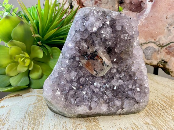 Rare Uruguayan Amethyst Geode with Calcite