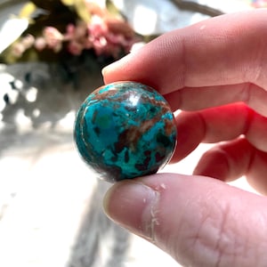 Chrysocolla and Shattuckite Sphere from Kaokoveld, Namibia 11/8”