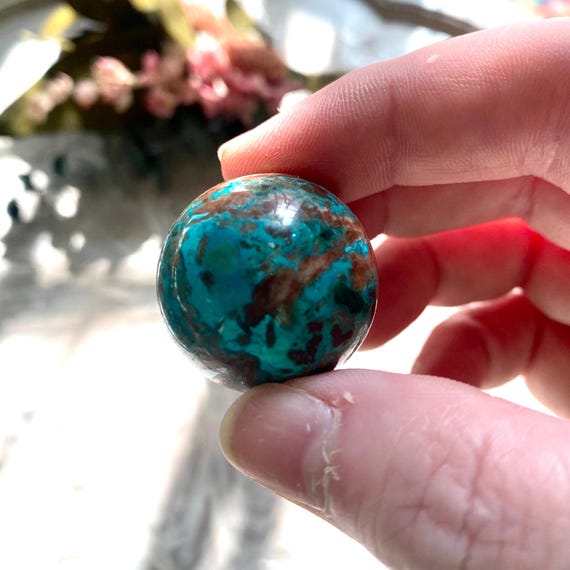 Chrysocolla and Shattuckite Sphere from Kaokoveld, Namibia 11/8”