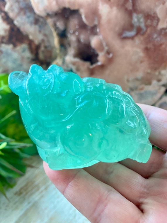 Masterfully Carved Green Fluorite Crystal Money Toad No. 1