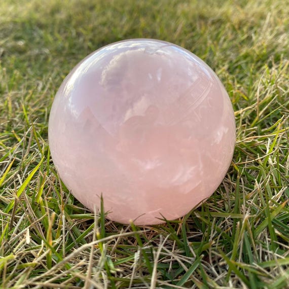 Rose Quartz Sphere, Natural Polished Crystal Ball, 14.1 oz