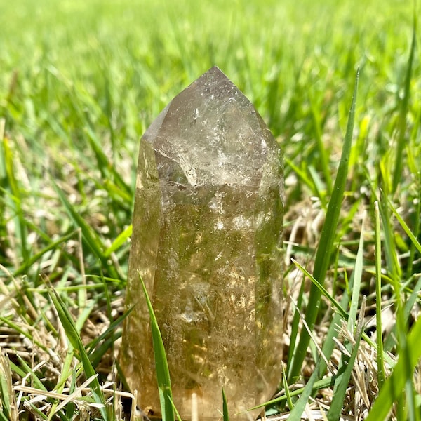 Natural Brazilian Smoky Citrine Tower with Stunning Rainbows