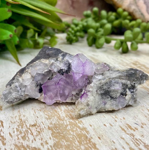 Beautiful Purple Cubic Fluorite Crystals with Surface Pattern - from El Filo Mine in Mexico